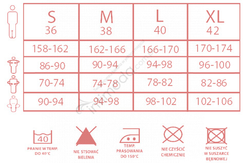 Tabela rozmiarów Rossli Piżama Emily SAL-PY-1167.II Szara melange