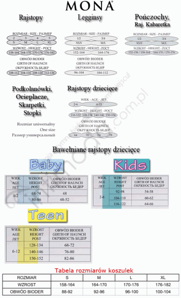Tabela rozmiarów Mona Raj. Mf. Tina 40