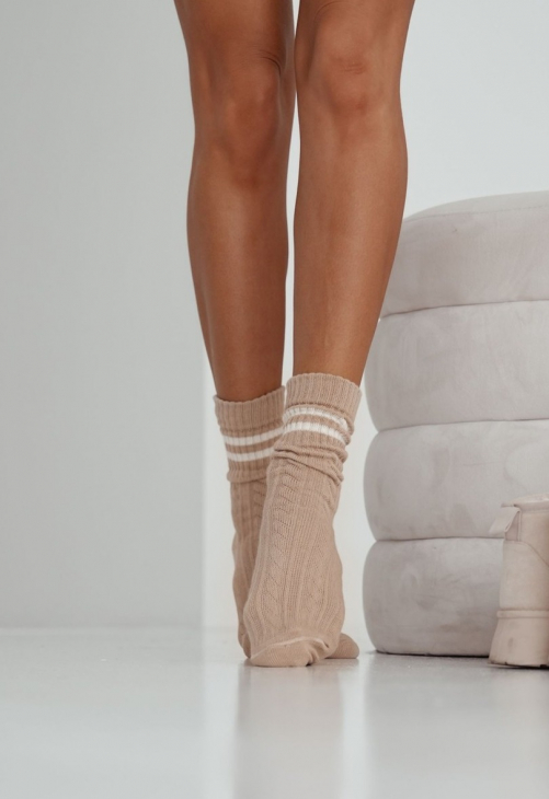 Milena Skarpetki Damskie Warkocz Z Paskami 1542.001