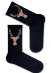 Milena Skarpetki Męskie Świąteczne Renifer Prążek 1290.009