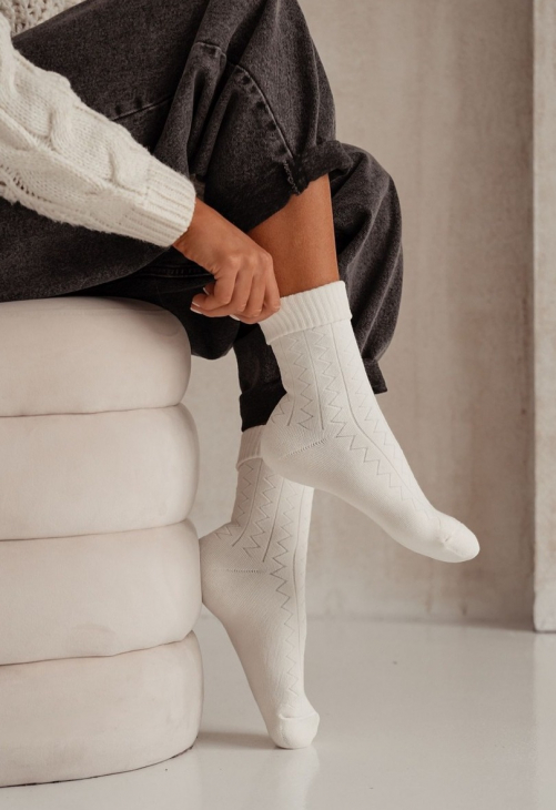 Milena Skarpetki Damskie Frotte Zygzak 0118.012