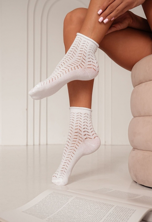 Milena Skarpetki Damskie Ażurowe Bezuciskowe 0989.004