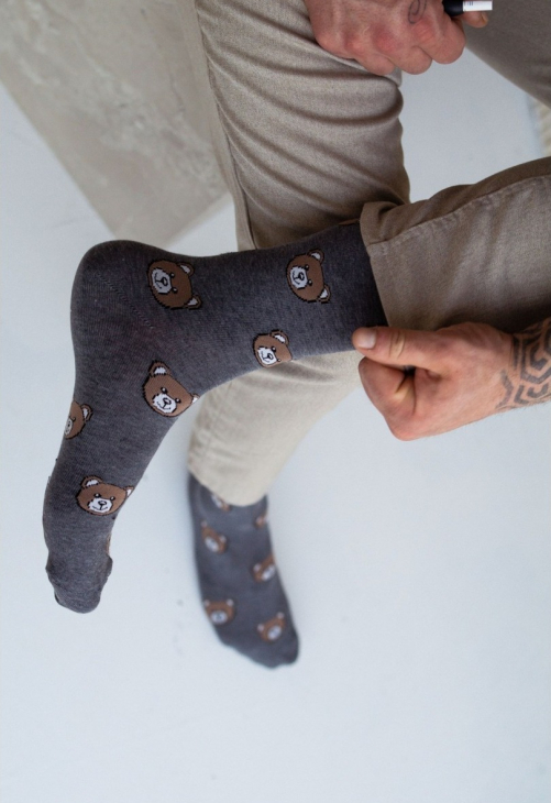 Milena Skarpetki Męskie Avangard Misie Głowy 0125.033