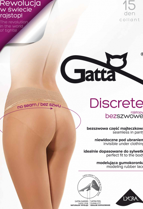 Gatta Discrete  - Rajstopy Damskie, Część Majtkowa Bezszwowa 15 Den