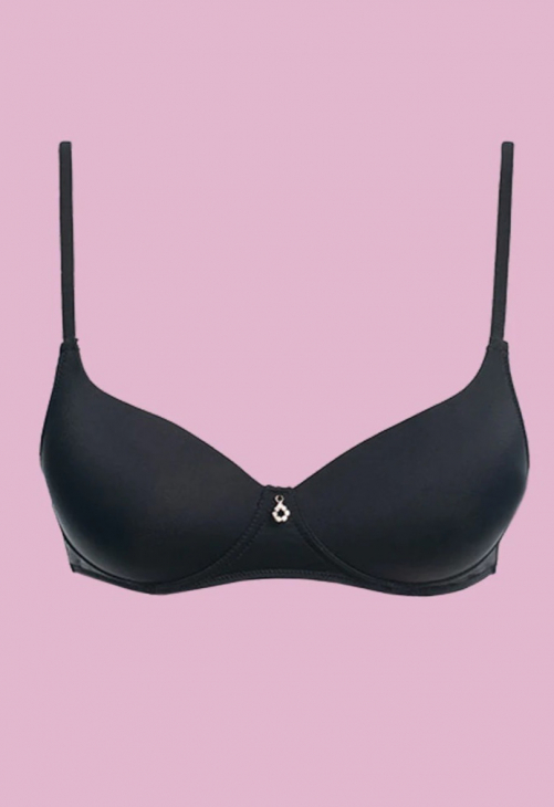 Biustonosz dla nastolatek bez fiszbin z gładkimi miseczkami Key TBM 122 czarny