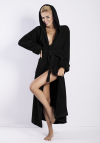 Szlafrok damski Dkaren Eliza Puch czarny | Podomka z kołnierzem