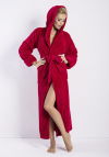 Szlafrok damski długi Dkaren Diana Puch malina | Podomka z kapturem