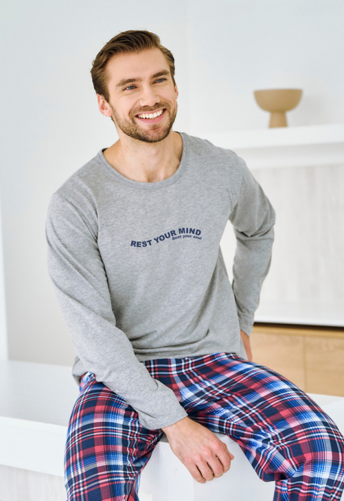 Taro 3478 Piżama Męska Długa Franco S-Xl