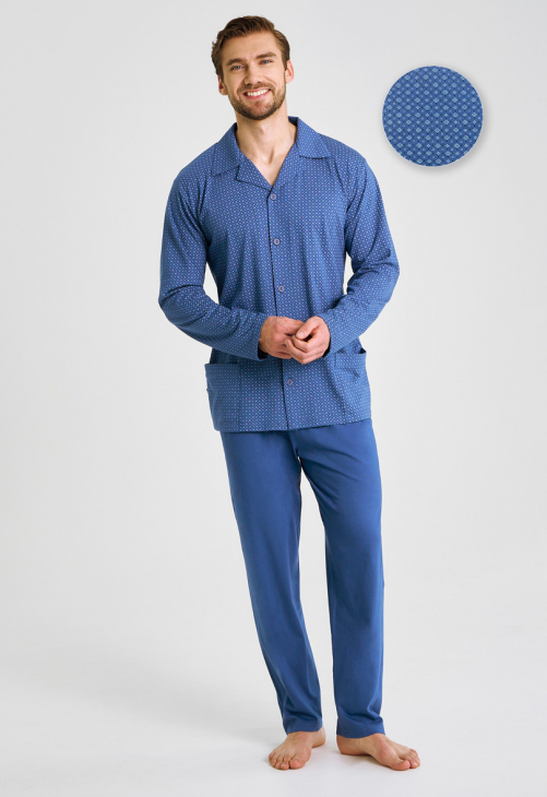 Taro 3485 Piżama Męska Długa Rozpinana Derek 5Xl-6Xl