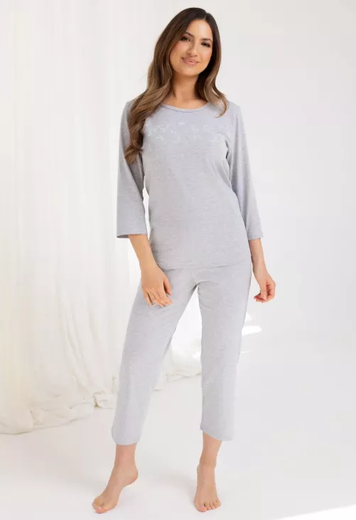 Bawełniana piżama damska z rękawem 3/4 plus size Regina 724