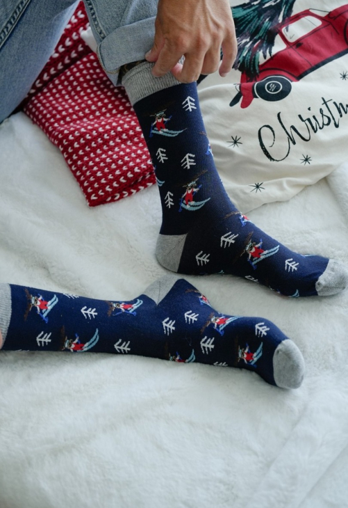 Milena Skarpetki Męskie Świąteczne Renifer Na Nartach 1290.031