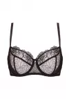 Biustonosz miękki Gorteks Pamela haftowany półprzezroczysty czarny