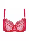 Biustonosz miękki Gorteks Pamela B2 haftowany półprzezroczysty czerwony