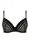Biustonosz push-up Gorteks Luna w paski Czarny