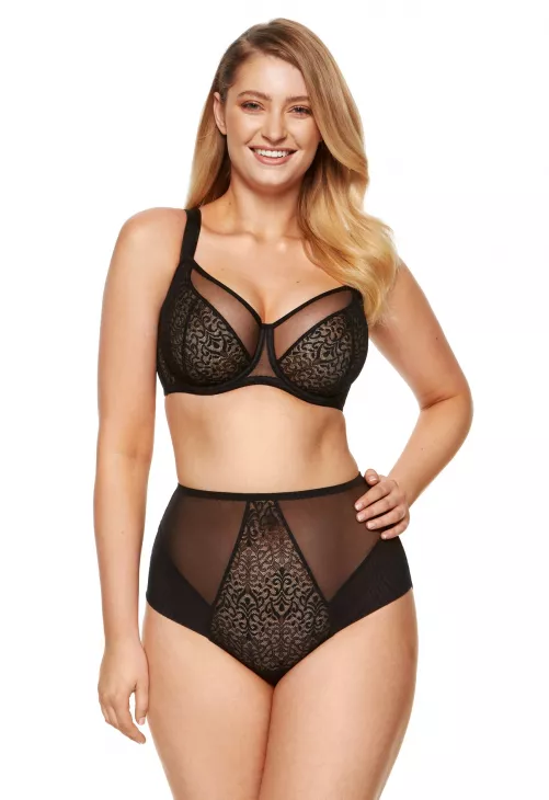 Biustonosz miękki koronkowy Gorteks Gabi B2 Plus Size czarny