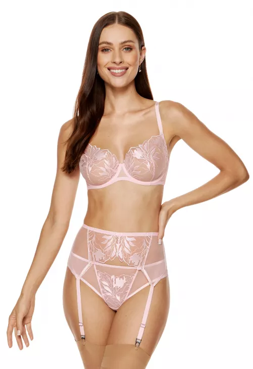 Gorteks Coco Pas Do Pończoch Z Haftem Różowy