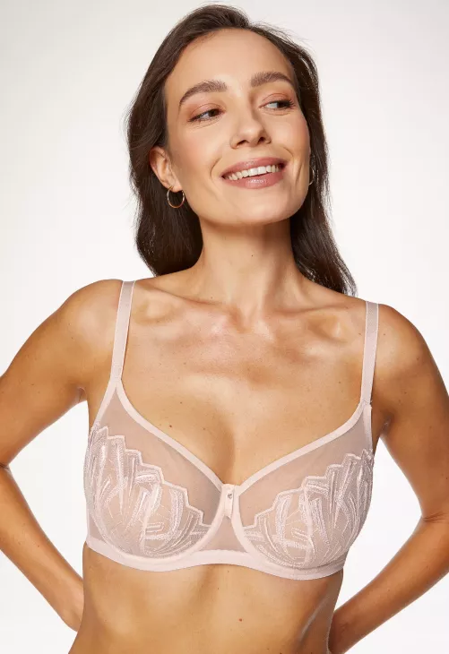 Biustonosz miękki Z Haftem Gorteks Angel Beżowy