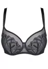 Biustonosz miękki Gorteks Angel haftowany prześwitujący czarny