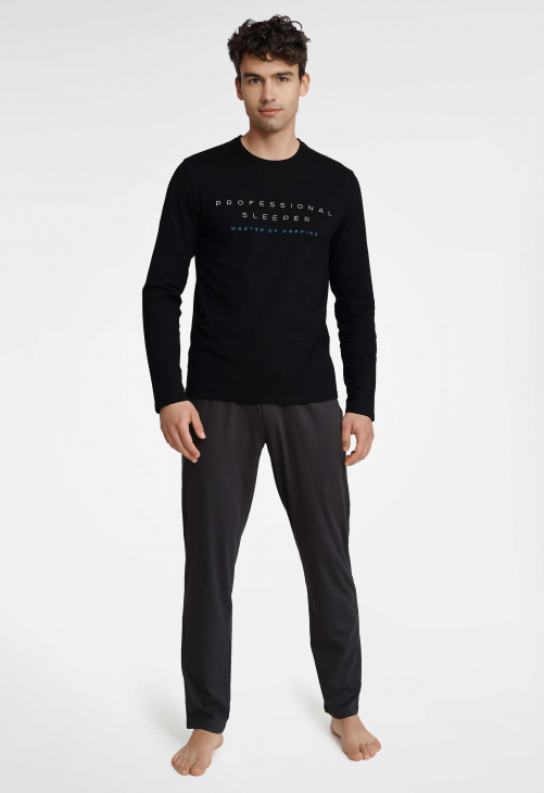 Henderson Piżama Insure 40963-99X Czarno-Ciemno Szara