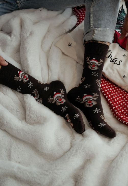 Milena Skarpetki Męskie Świąteczne Uśmiechnięte Renifery 1290.033