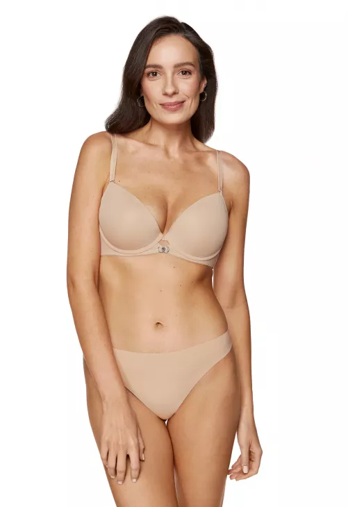 Biustonosz push-up Gorteks Melody gładki termicznie modelowany beżowy