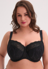 Biustonosz półusztywniany Gaia Sandy 594 czarny koronkowy Maxi | duży biust
