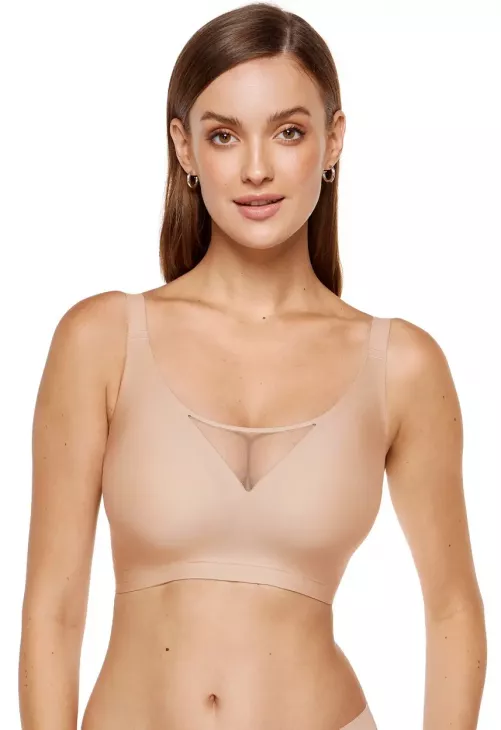 Biustonosz miękki bez fiszbin Gorteks Misty Plus Size beżowy