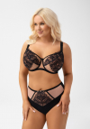 Biustonosz miękki Gorsenia Lexi G001 czarny koronkowy cekiny | duży biust