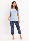 Piżama damska bawełniana Regina 733 W/26 | krótki rękaw, spodnie 3/4