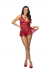 Koszulka z majteczkami Beauty Night Milana | Babydoll Cherry z chokerem