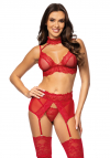 Komplet Beauty Night Velvet Sin set cherry | koronkowy
