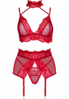 Komplet Beauty Night Velvet Sin set cherry | koronkowy
