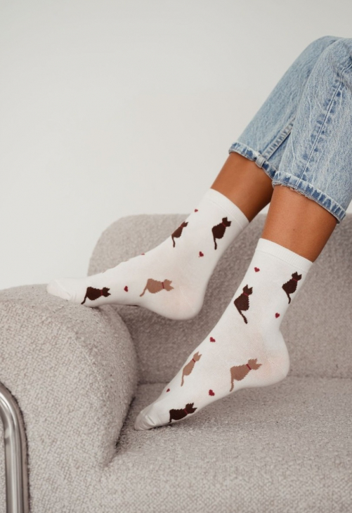 Milena Skarpetki Damskie Koty I Serduszka 0200.205