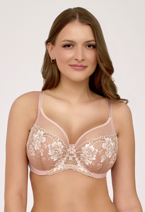 Biustonosz miękki Ava 2246 Rosegold | transparentny, z haftem