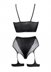 Le Désir 2-Piece Bra Set with Garters - One Size - Black