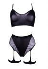 Le Désir 2-Piece Bra Set with Garters - One Size - Black