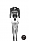 Le Désir Bodystocking with Long Sleeves and Short Turtleneck - - Black