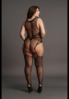 Le Désir Contrast Fence Net Suspender Bodystocking - Plus Size