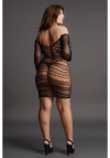 Le Désir Contrast Net Long Sleeved Mini Dress - Plus Size