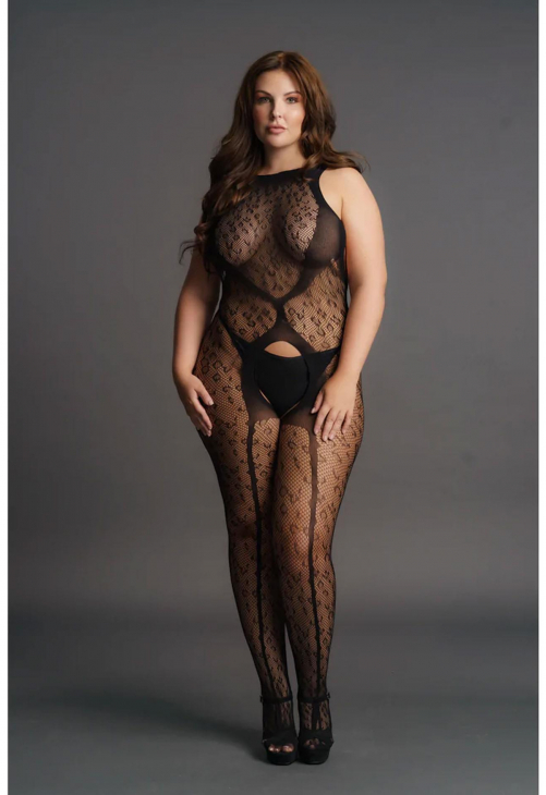 Le Désir Crotchless Leopard Bodystocking - Plus Size