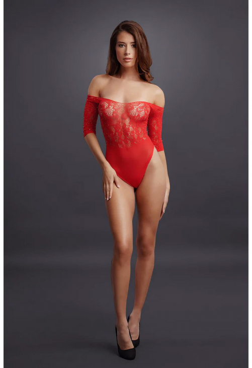 Le Désir Crotchless Rhinestone Teddy - One Size