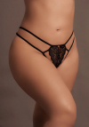 Le Désir Faye - Lace Thong with Adjustable Sliders and Golden Details - Plus Size