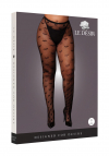 Le Désir Heart Patterned Tights - Plus Size - Black
