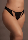 Le Désir Milou - Elastic Mesh Brief with Open Crotch and Golden Details - Plus Size