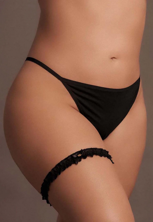 Le Désir Noel - Elastic Lace Garter with Golden Details - Plus Size