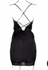 Le Désir Open Back Silk Dress with Criss Cross Details and Slit - One Size - Black