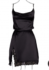 Le Désir Open Back Silk Dress with Criss Cross Details and Slit - One Size - Black