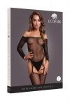 Le Désir Shimmering Off the Shoulder Bodystocking - One Size - Black/Gold Glitter