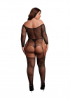 Le Désir Shimmering Off the Shoulder Bodystocking - Plus Size - Black/Gold Glitter