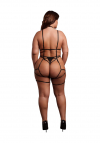 Le Désir Strappy Open Cup Body Harness with Garters - Plus Size - Black
